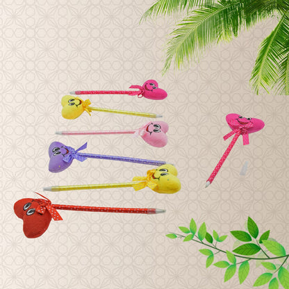 Cute Cartoon Shape & Heart Design Facy Writting Pen Attached Rattle | Ball Pen Smooth Writing For Wedding , Events & Multiuse Pen  Best Pen l Use for Kids (12 Pcs Set Mix Design & Color) signaturekarts