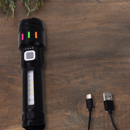 Led Torch High Lumens Fast Charging Flashlight / Torch with Far & Near Zoom (1 Pc) Signature kart
