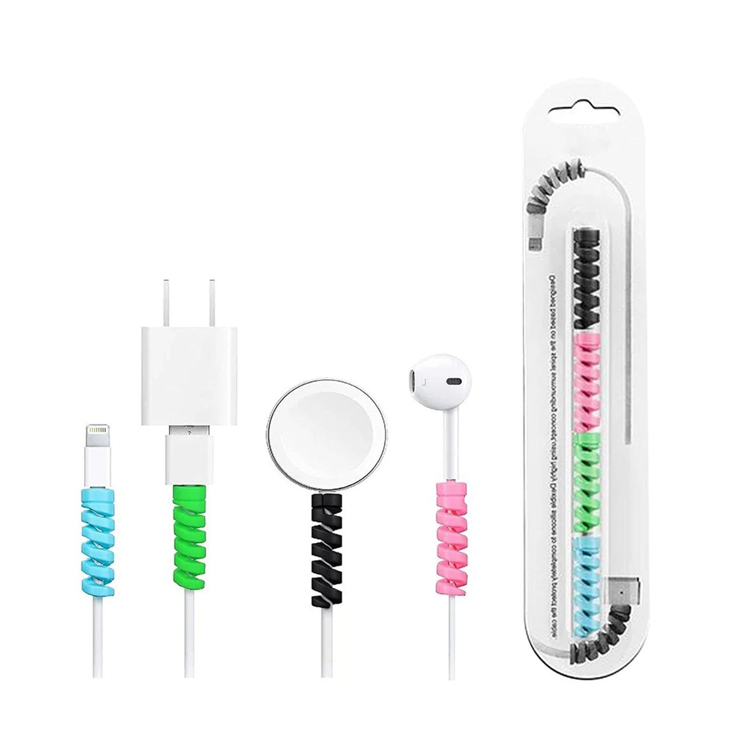 Spiral Charger Spring Cable Protector Data Cable Saver (Pack of 4) Your Brand