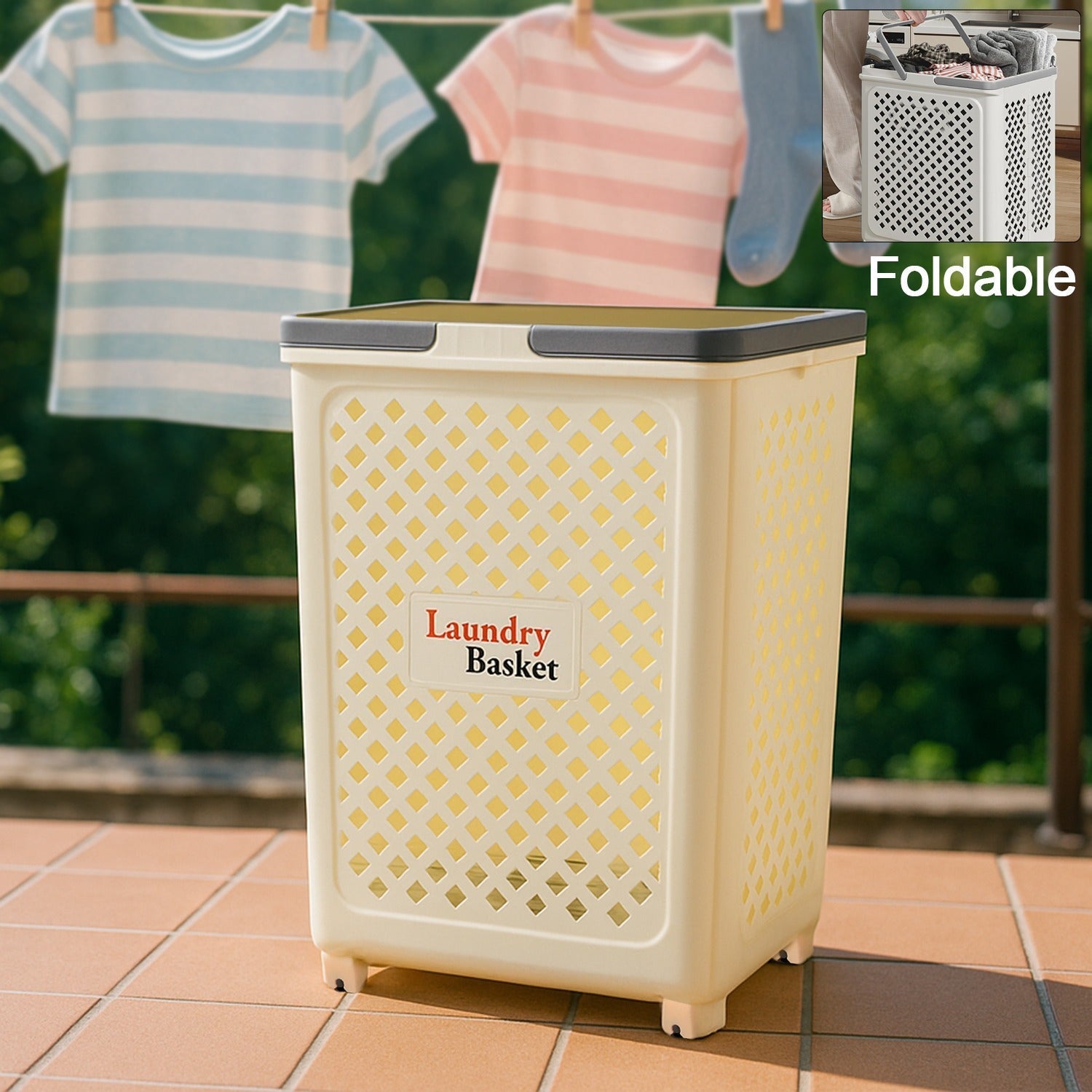 Large Foldable Laundry Basket with Wheels Signature Kart