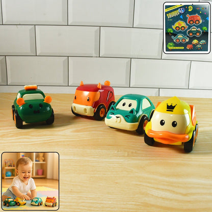 Funwoods Animal Cartoon Pull-Back Toy Car - (4 Pc / Set) signaturekarts
