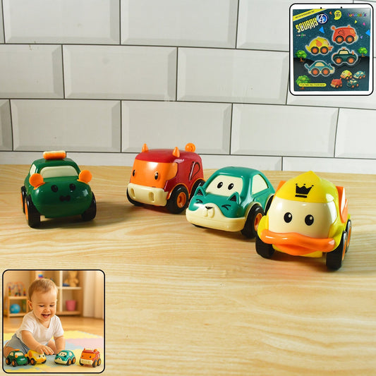 Funwoods Animal Cartoon Pull-Back Toy Car - (4 Pc / Set) signaturekarts