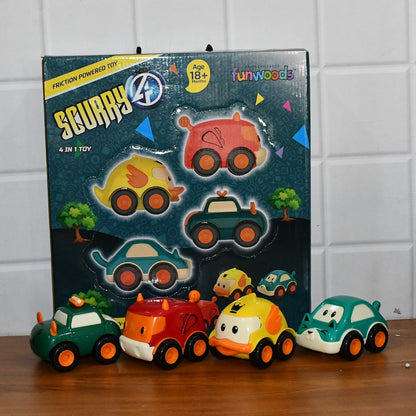 Funwoods Animal Cartoon Pull-Back Toy Car - (4 Pc / Set) signaturekarts