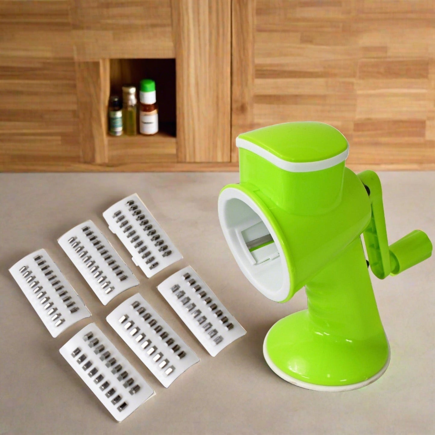 6 in 1 Multi functional Vegetable Cutter & Slicer Hand Machine Cutting, Slice, Cut Thick, Cut Silk All in one –Vegetable Chopper Cutter & Slicing Cutter Barrel - Vegetable Grater with 6 Removable Blades signaturekarts