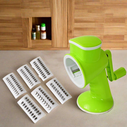 6 in 1 Multi functional Vegetable Cutter & Slicer Hand Machine Cutting, Slice, Cut Thick, Cut Silk All in one –Vegetable Chopper Cutter & Slicing Cutter Barrel - Vegetable Grater with 6 Removable Blades signaturekarts