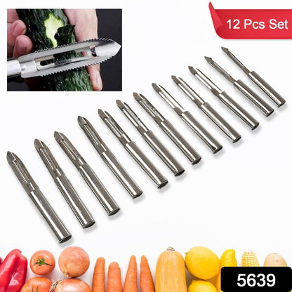 Stainless Steel Peeler Set – Multi-Purpose Handle for Peeling & Shredding(12 Pc) signaturekarts