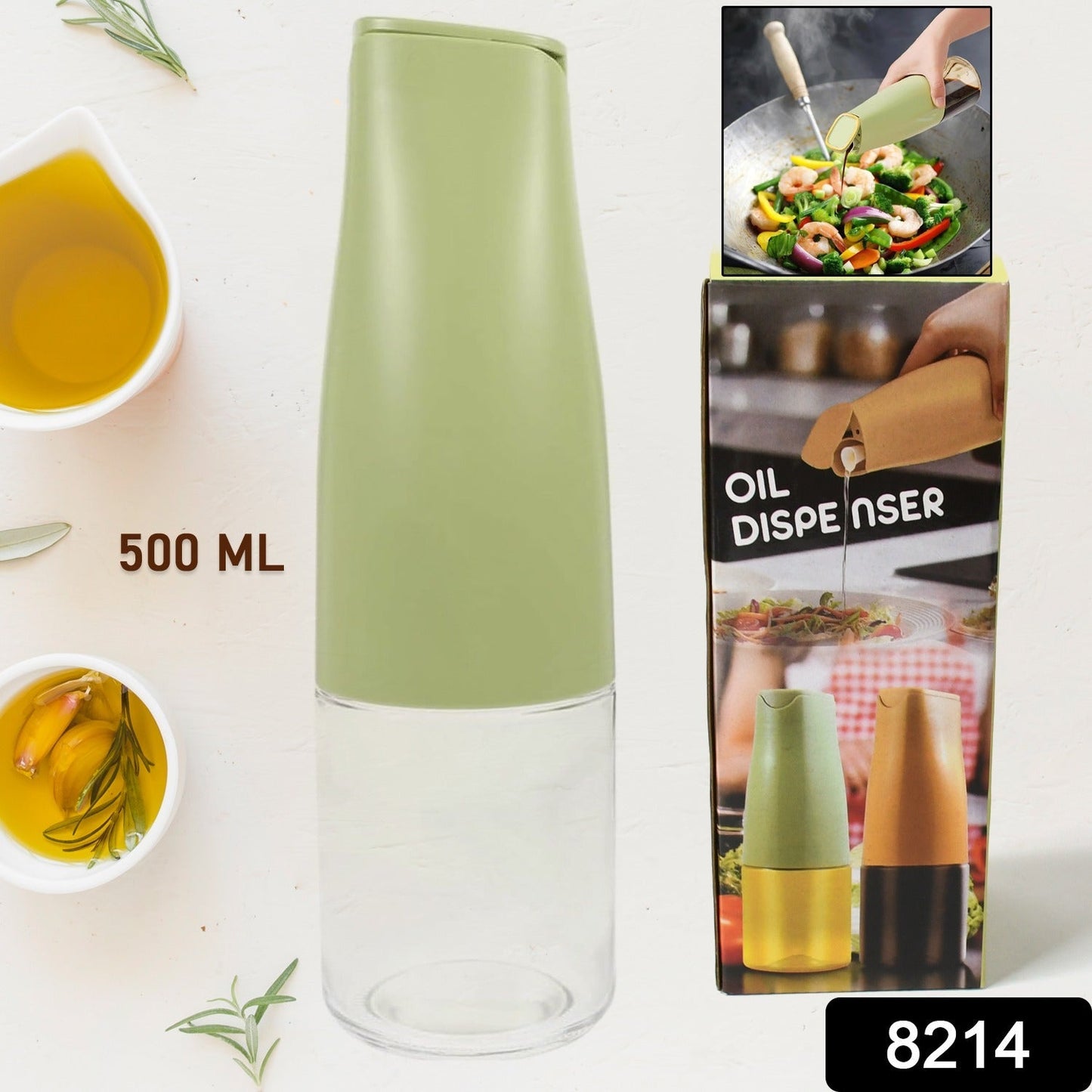 Oil Dispenser, 500ml Cooking Oil Dispensing Cruets with Automatic Open Lid, (500 ML) signaturekarts