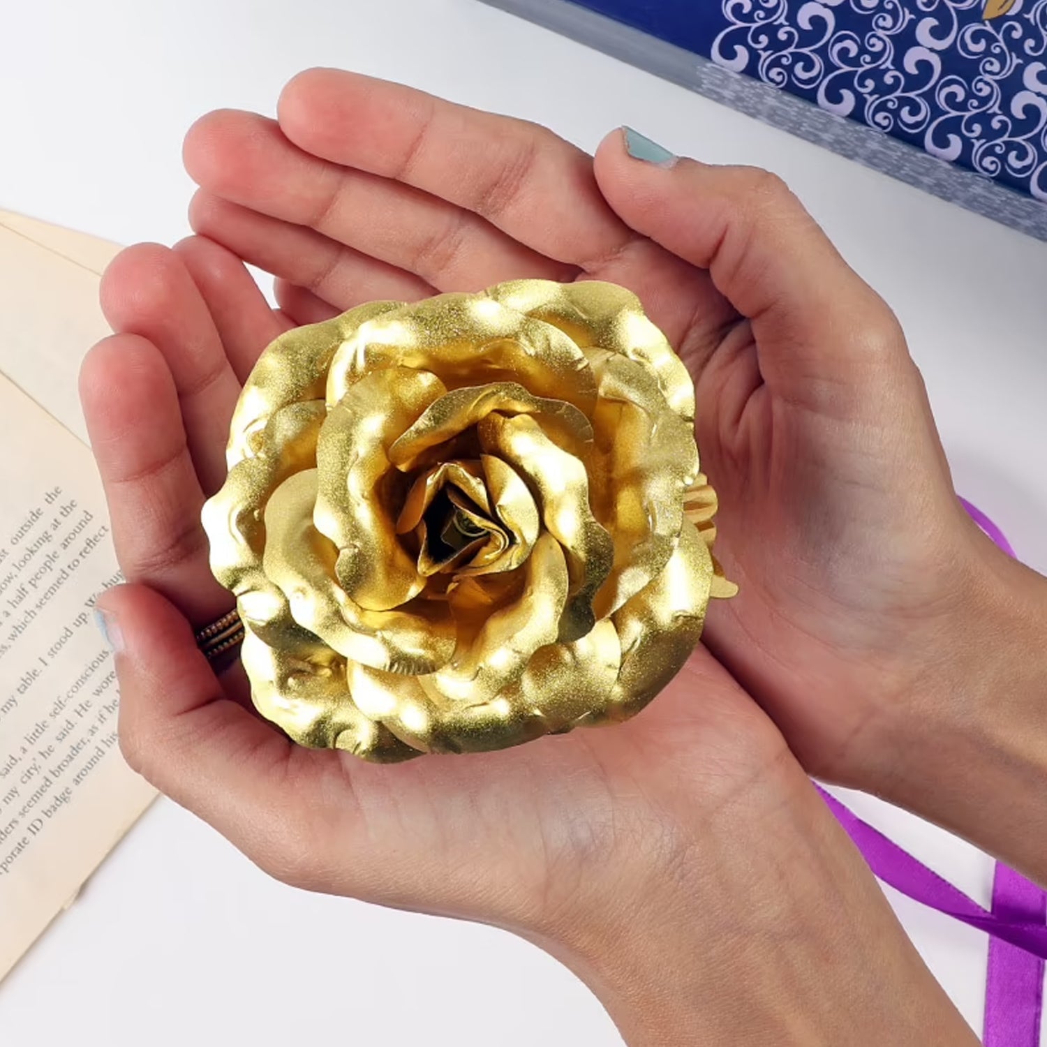 Luxury Decorative Gold Plated Artificial Golden Rose with Premium Box signaturekarts