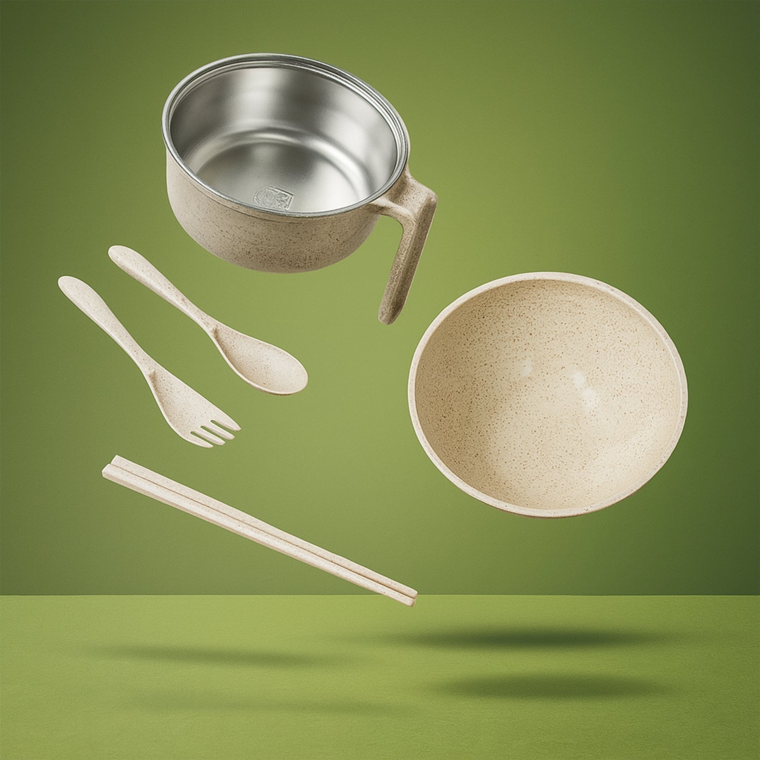Rice Bowl Noodle Set – 6 Pcs with Lid, Handle & Cutlery signaturekarts