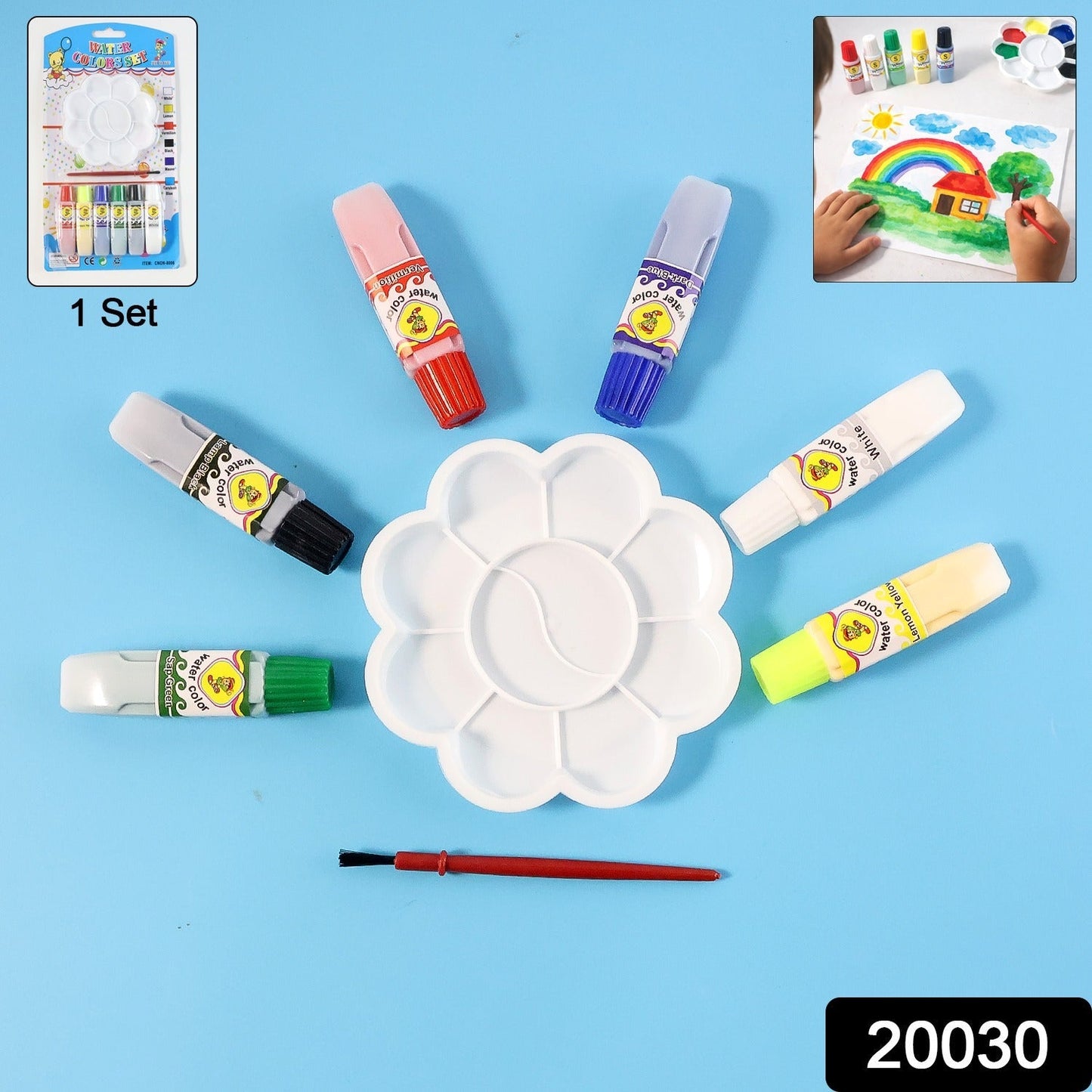 Kids Water Colour Painting Set with Brush & Mixing Palette (1 Set) The Morsignaturekarts