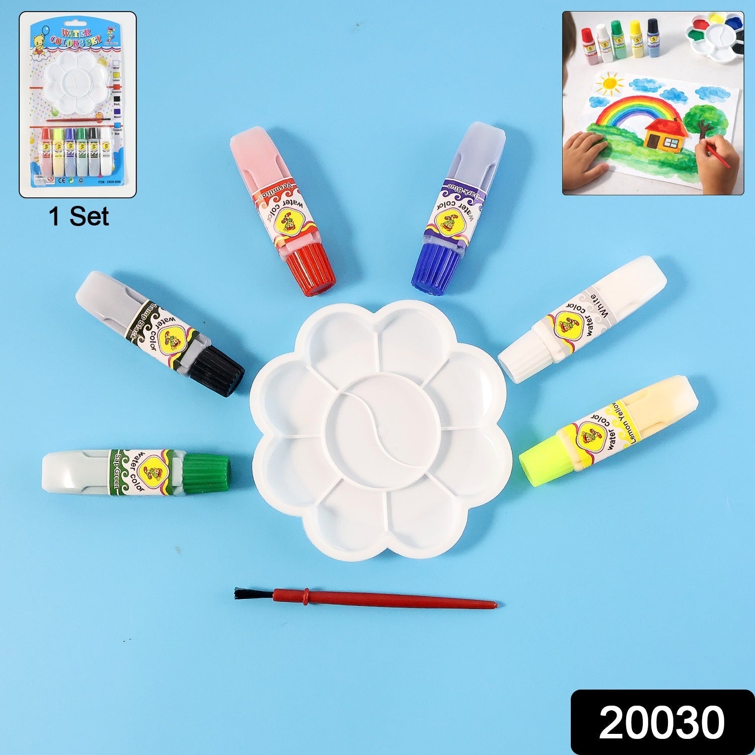 Kids Water Colour Painting Set with Brush & Mixing Palette (1 Set) The Morsignaturekarts