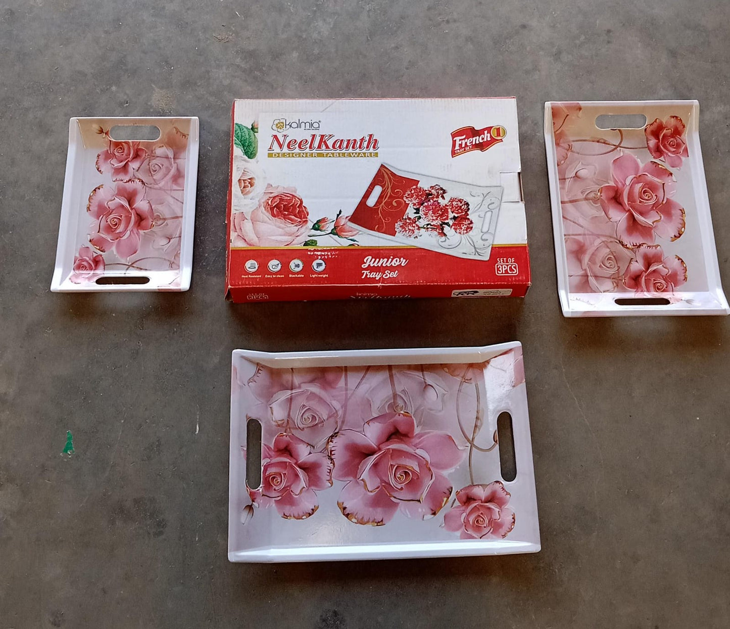 Plastic Rectangular Serving Tray Set – Printed Design Trays for Home & Kitchen signaturekarts