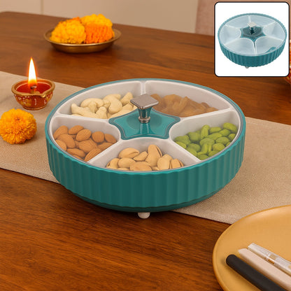 Dry Fruit & Snack Organizer: 360° Revolving Box (7 Compartments, Airtight) signaturekarts