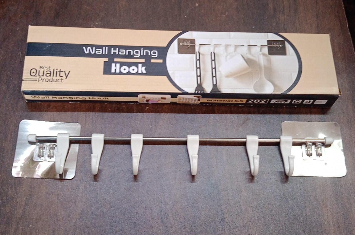 Stainless Steel Utensil Hanger Rail Nail Free Wall Mount signaturekarts