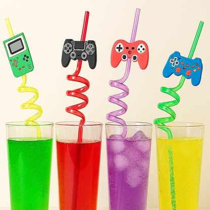 Plastic Straws Reusable Drinking Straws (4 pc Set / Mix design) signaturekarts