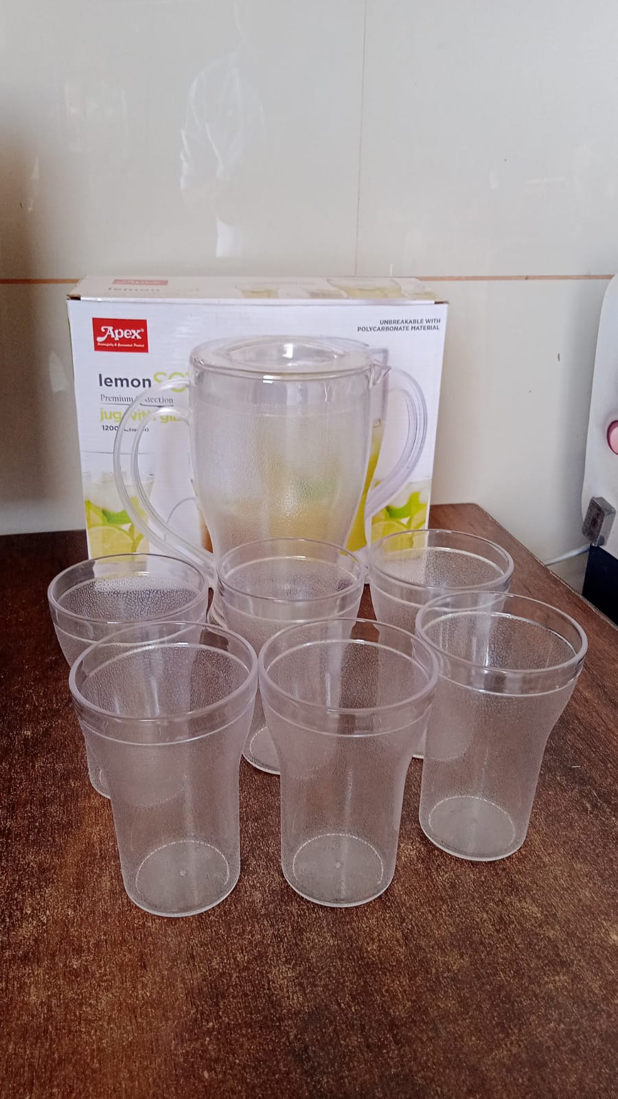 Apex Unbreakable Lemon Jug Set with 6 Glasses – 1200ML Jug + 300ML Glasses Approx Signature kart