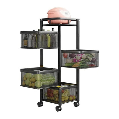 Metal High Quality Kitchen Trolley Kitchen Organizer Items and Kitchen Accessories Items for Kitchen Rack Square Design for Fruits & Vegetable Onion Storage Kitchen Trolley with Wheels (4 Layer) signaturekarts