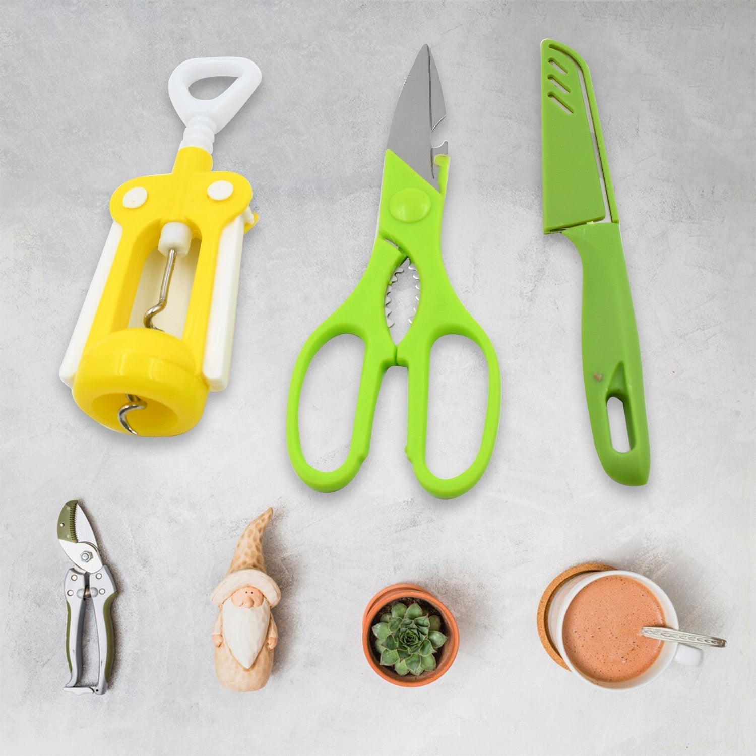 Multifunction Kitchen Tool Set – Stainless Steel & Plastic Knife and Scissors signaturekarts