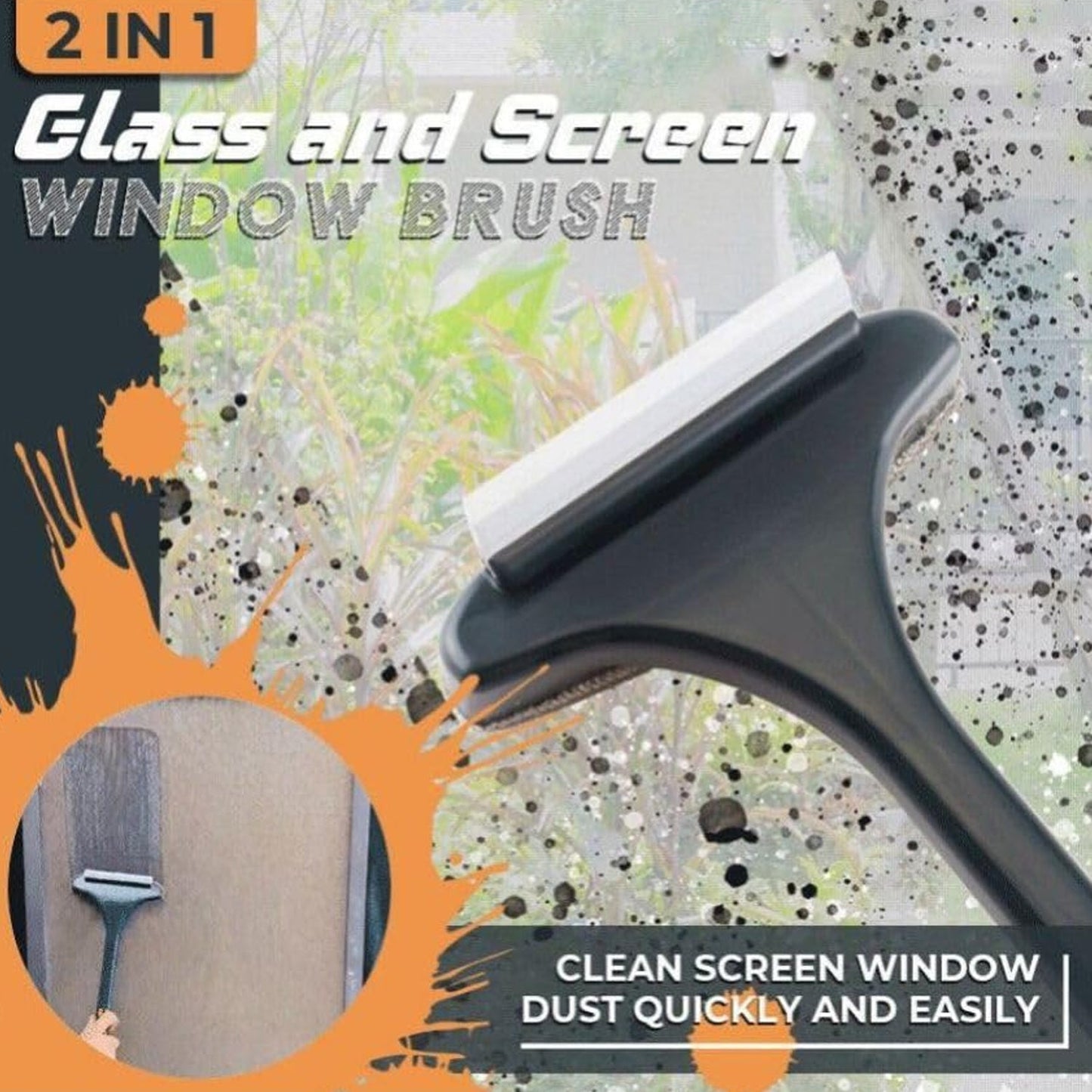 2-in-1 Mesh Cleaning Brush & Wiper with Extended Handle – Window Cleaner (1 Pc) signaturekarts