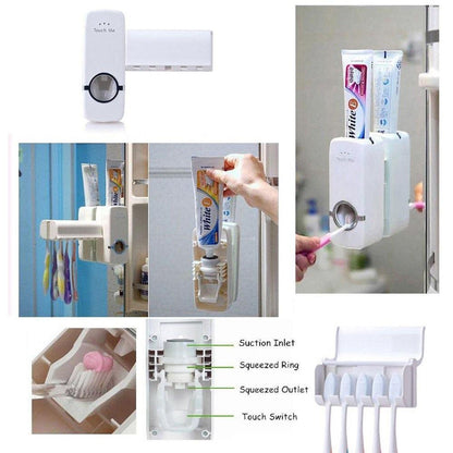 Toothpaste Dispenser & Tooth Brush Holder signaturekarts