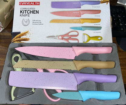 Corrugated 6Pc Kitchen Knife Set Professional Box Knife Set 6 Piece Forged Kitchen Knives with Box. Signature Kart