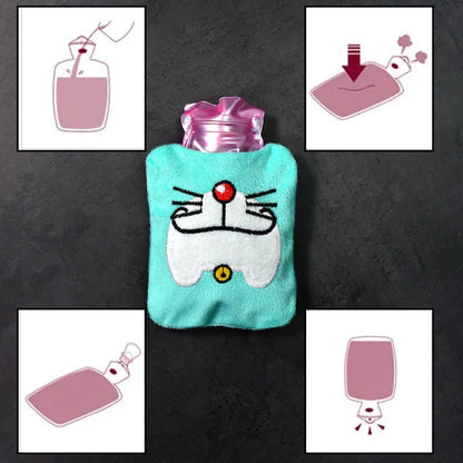 Doremon Cartoon Small Hot Water Bag with Cover for Pain Relief signaturekarts