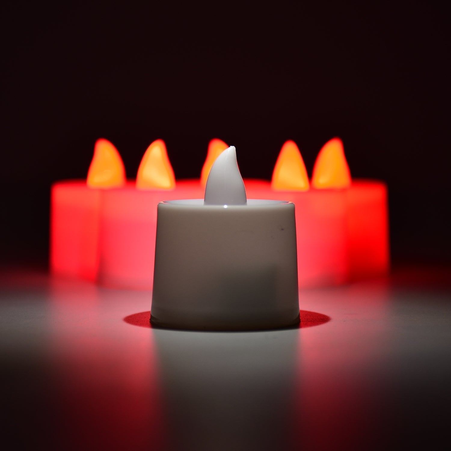 Red LED Tealights Smokeless Flameless Candles for Home Decor, Diwali (24 Pcs) signaturekarts