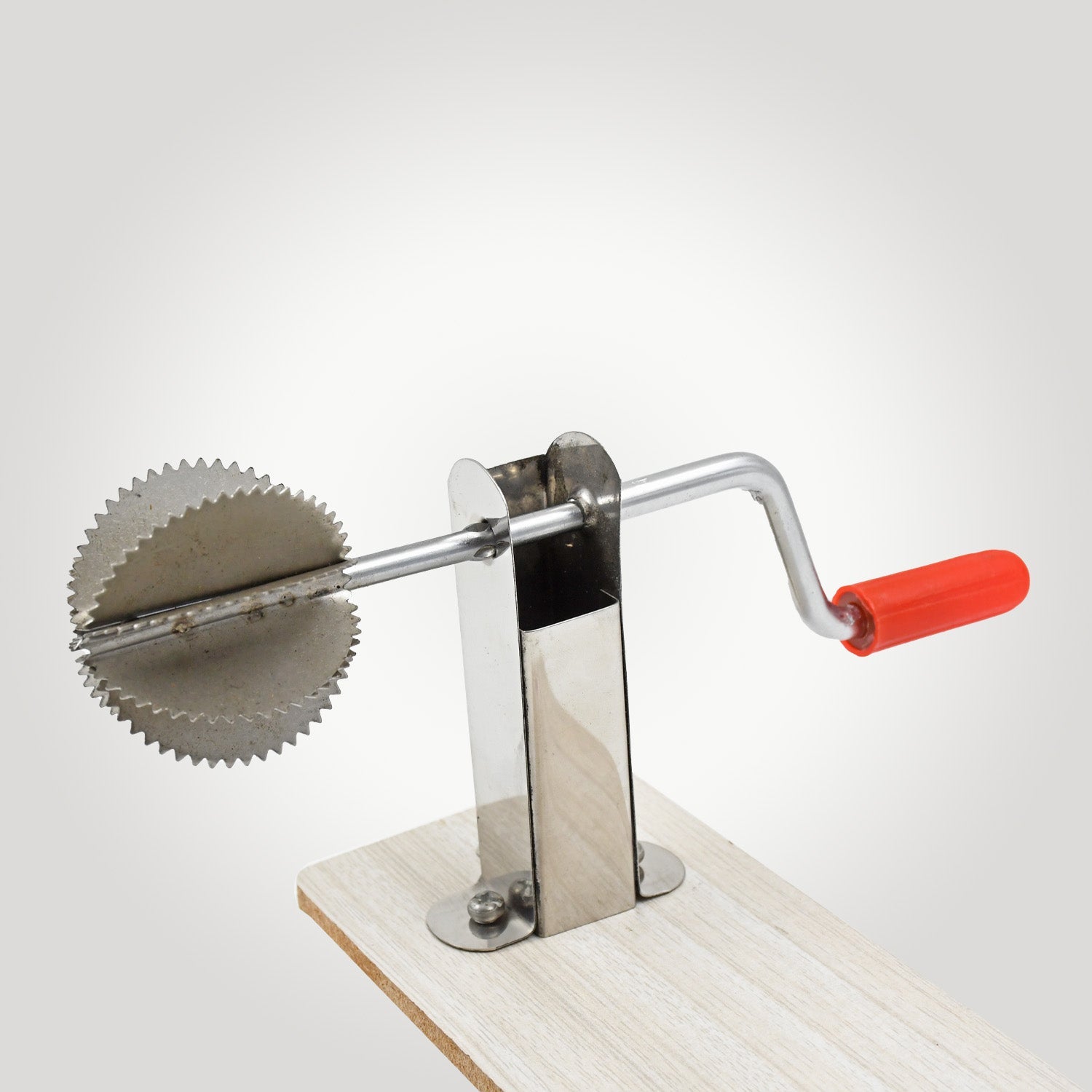 Stainless Steel Coconut Scraper with Wooden Base (1 Pc) signaturekarts