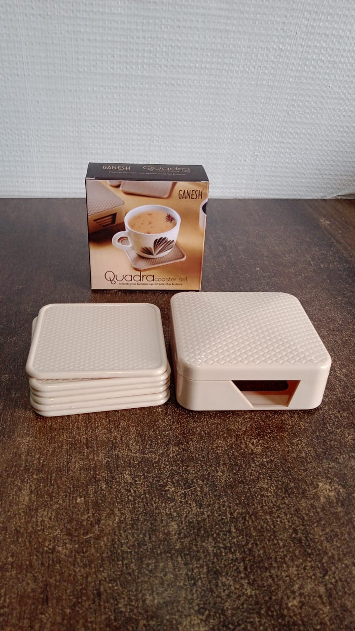 Ganesh Premium Square Coasters with Storage Box (6 Pc / Set) signaturekarts