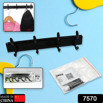 Extra Long 4-Hook Wall Coat Hanger with Eco Adhesive signaturekarts