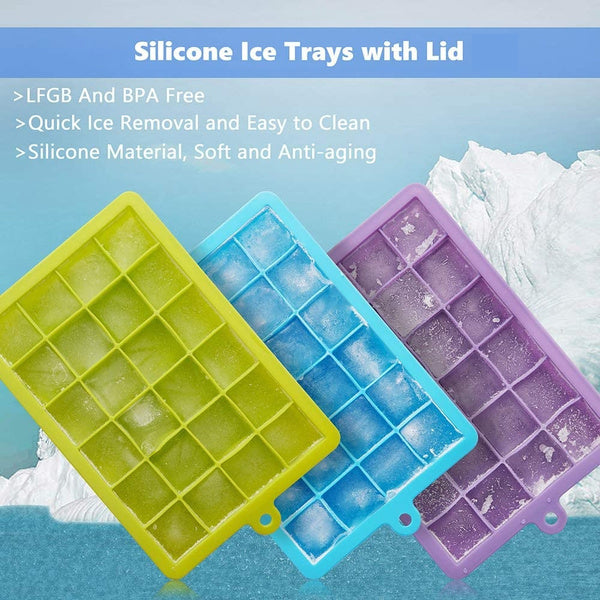 Silicone Ice Cube Trays 24 Cavity Per Ice Tray [Multicolour] signaturekarts