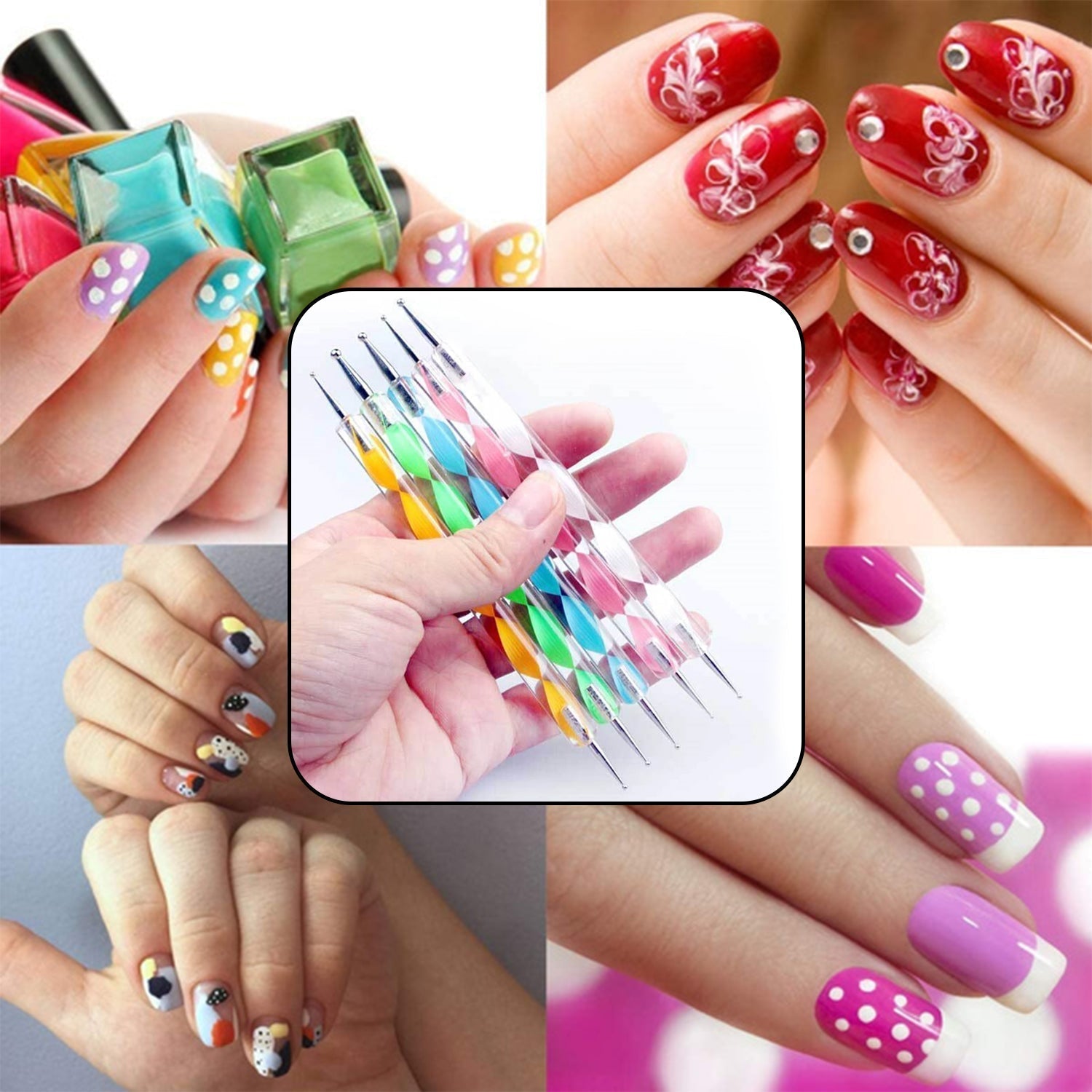 Nail Art Point Pen and Set Used by Women's for Their Fashion Purposes (Pack of 5Pcs) signaturekarts