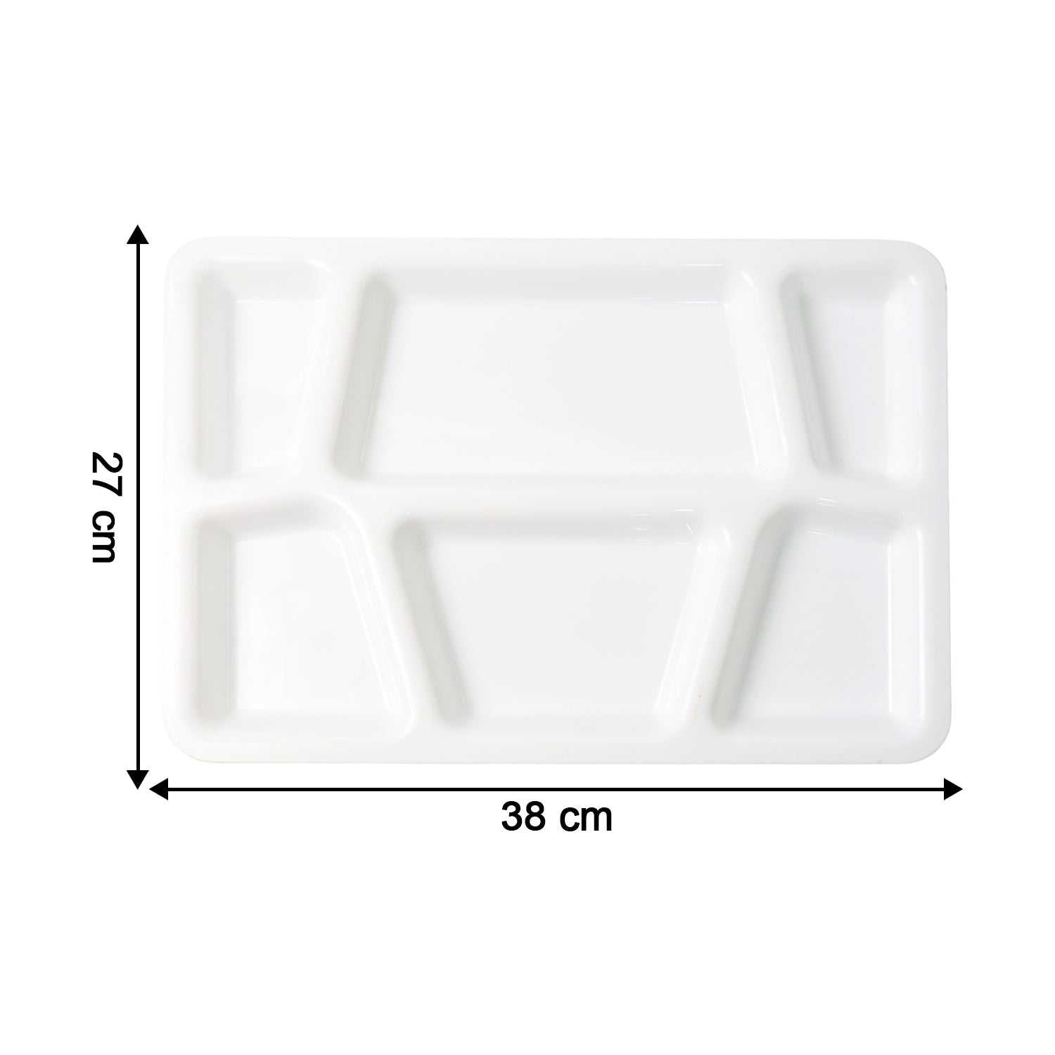 Plastic Multi-Compartment Rectangular Meal Serving Tray / Plate (1 Pc / White) signaturekarts