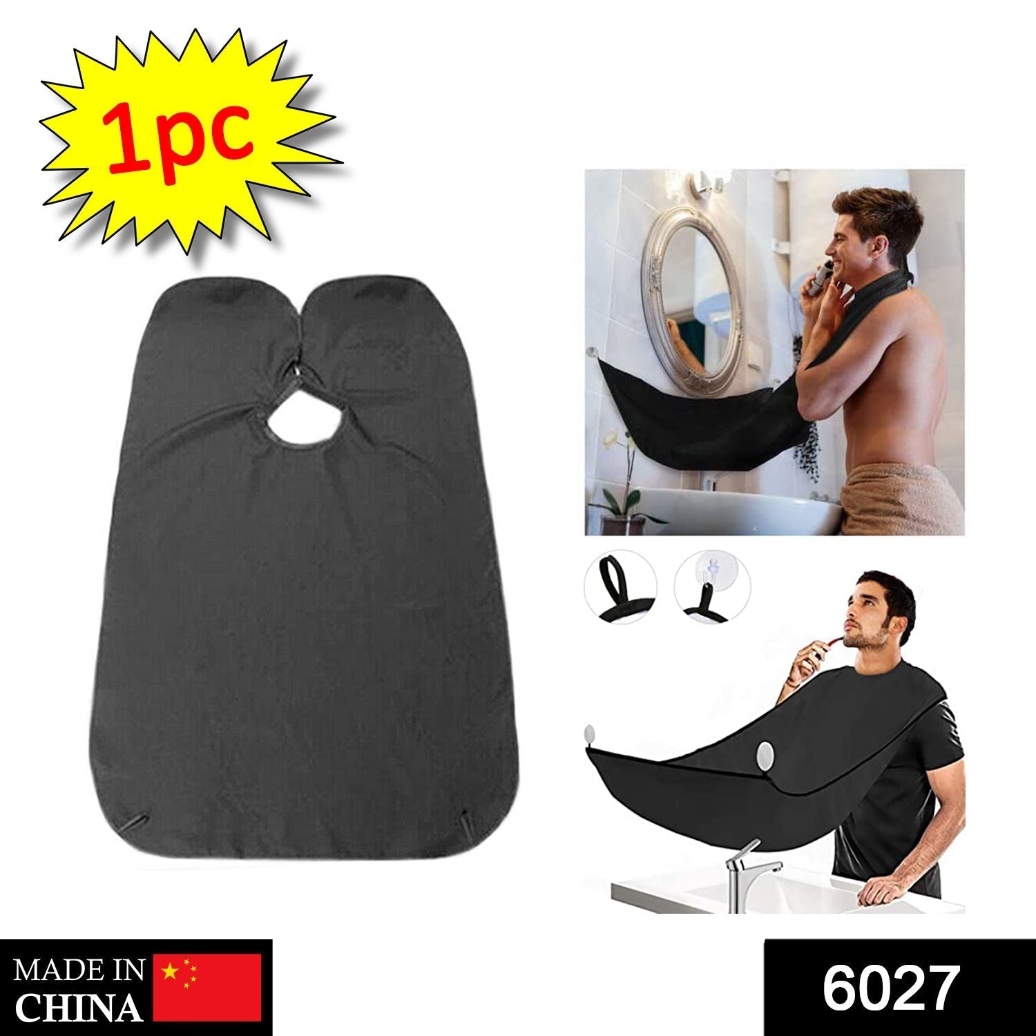 Black Beard Apron Hair Clippings Catcher Grooming Bib signaturekarts