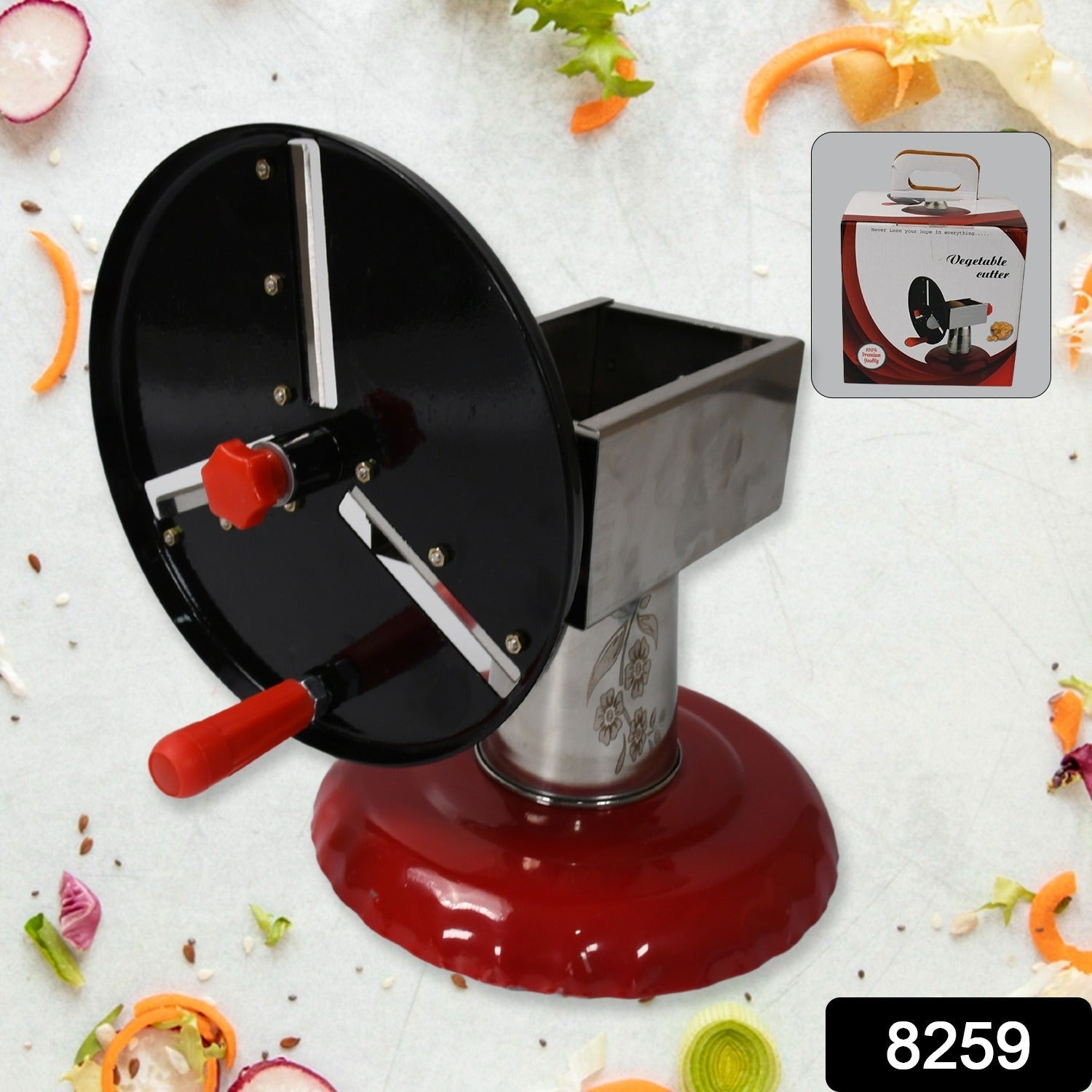 Stainless Steel Chips Maker and Vegetable Slicer for Kitchen Potato Slicer Graters and Chippers. Chips Maker is Suitable for Vegetable Cuttings. Chips Maker Consist Hard Coated Iron Wheel and Stand. signaturekarts