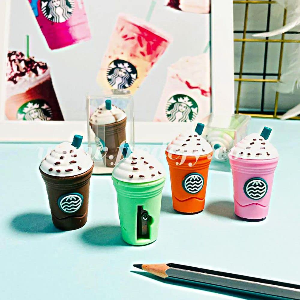 2In1 3D Cute Coffee Or Ice cream Shape sharpner Like Rotary Manual Pencil Sharpener for Kids  Ice Cream Style Office School Supplies, Back to School Gift for Students,Kids Educational Stationary kit, B'Day Return Gift (1 Pc) signaturekarts