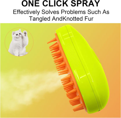 3-in-1 Cat Steamy Brush – Self-Cleaning Pet Grooming & Hair Removal Comb signaturekarts