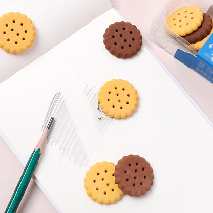 Biscuit-Shaped Erasers – Fun Rubber Stationery for Kids (6 Pcs Set) signaturekarts