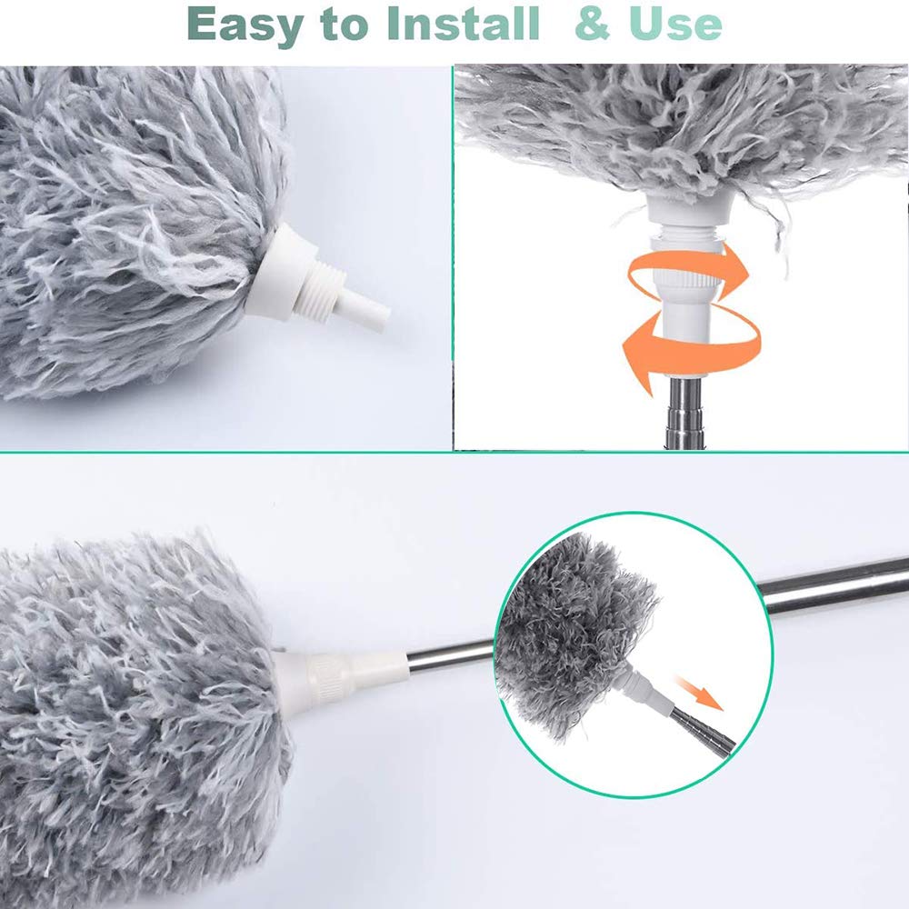 Microfiber Dusters for Cleaning, Telescoping Feather Duster with 100 inches Extendable Handle Pole, Dusting Cleaning Tools for Cleaning High Ceiling, Ceiling Fan, Blinds, Cobwebs, Furniture, Cars Signaturekarts
