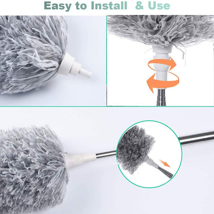 Microfiber Dusters for Cleaning, Telescoping Feather Duster with 100 inches Extendable Handle Pole, Dusting Cleaning Tools for Cleaning High Ceiling, Ceiling Fan, Blinds, Cobwebs, Furniture, Cars Signaturekarts