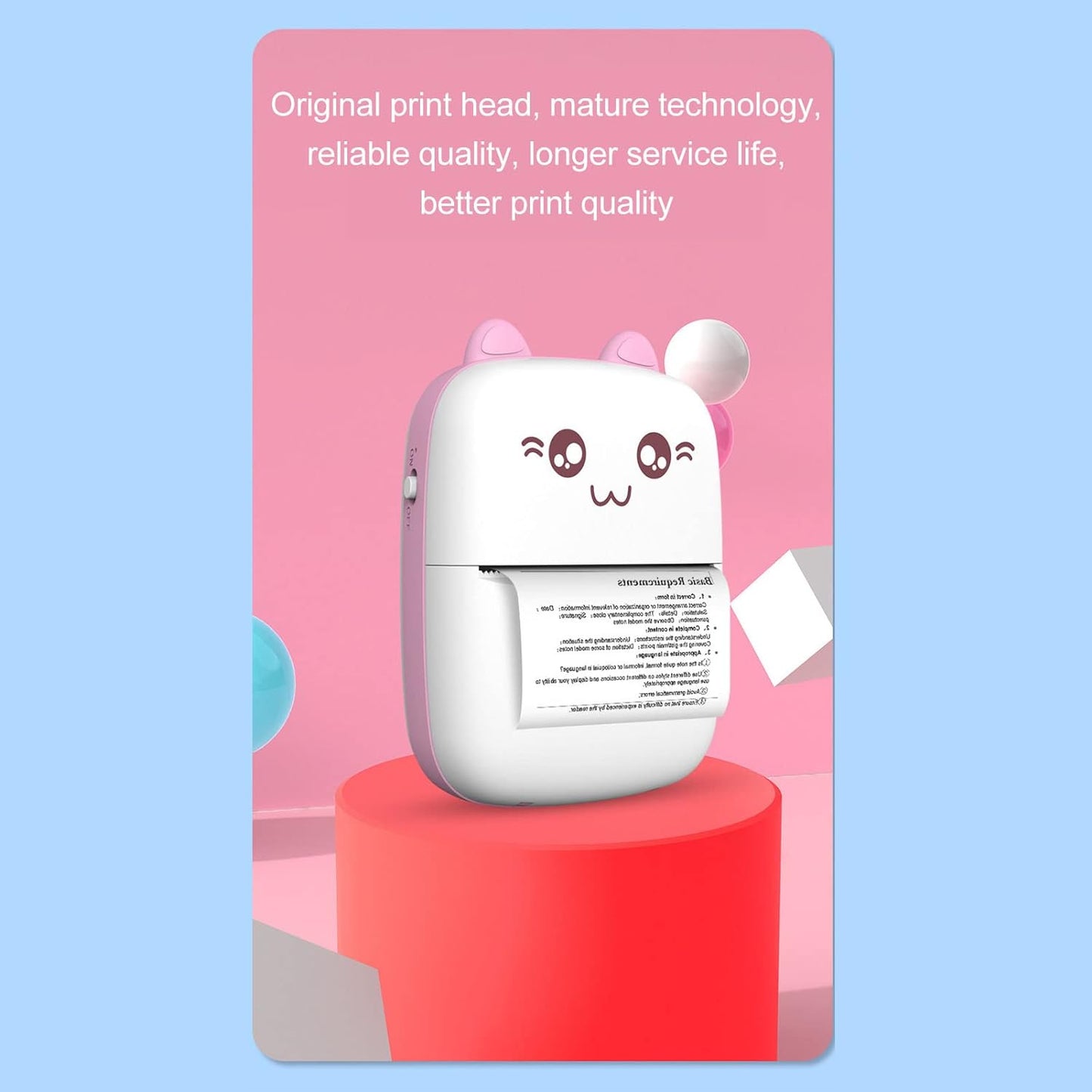 Pocket Mini Bluetooth Thermal Printer Wireless Smart Printer for Photos (Includes 1 Roll Paper) Signaturekarts