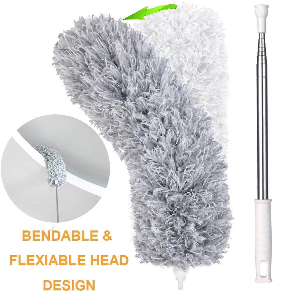 Microfiber Dusters for Cleaning, Telescoping Feather Duster with 100 inches Extendable Handle Pole, Dusting Cleaning Tools for Cleaning High Ceiling, Ceiling Fan, Blinds, Cobwebs, Furniture, Cars Signaturekarts
