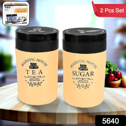 Accurate Seal Tea Sugar Coffee Container, Plastic Damru Shaped Tea, Coffee, Sugar Canisters Jar, New Airtight Food Seal Containers for Salt, Dry Fruit, Grocery 2 Section (800 ML Approx) signaturekarts