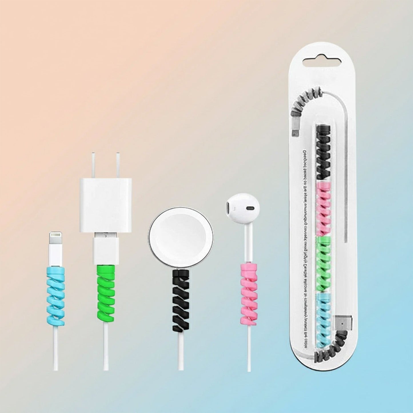 Spiral Charger Spring Cable Protector Data Cable Saver (Pack of 4) Your Brand