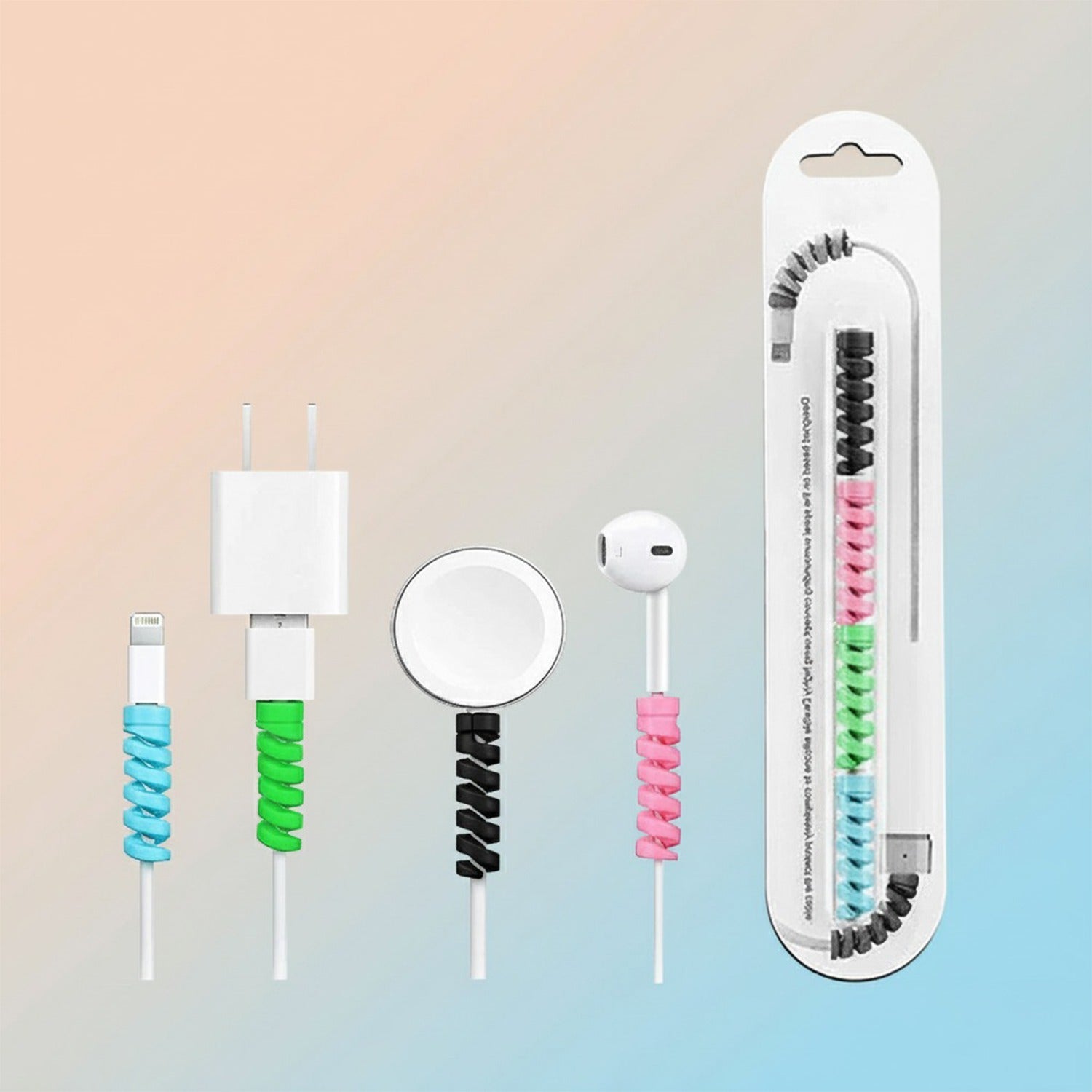Spiral Charger Spring Cable Protector Data Cable Saver (Pack of 4) Your Brand