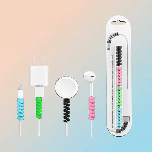 Spiral Charger Spring Cable Protector Data Cable Saver (Pack of 4) Your Brand