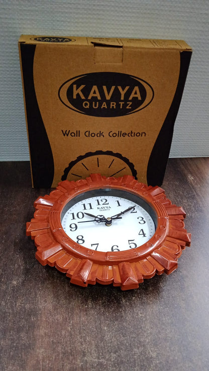Wooden Look Round Wall Clock – Battery Operated Easy-to-Read Design for Home/Office Your Brand
