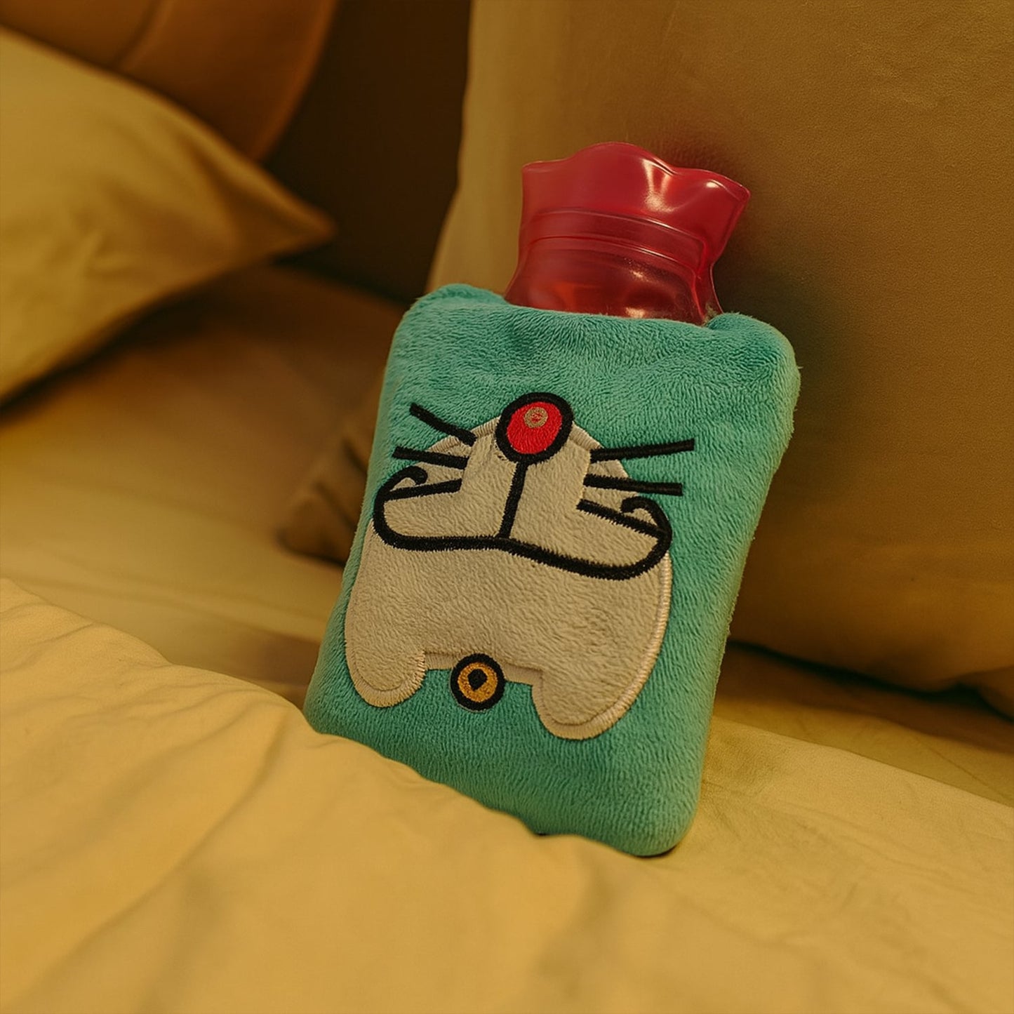 Doremon Cartoon Small Hot Water Bag with Cover for Pain Relief signaturekarts