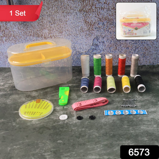 Double Layer Small & Portable Travel Sewing Kits Box Hand Work Sewing Box Signature Kart