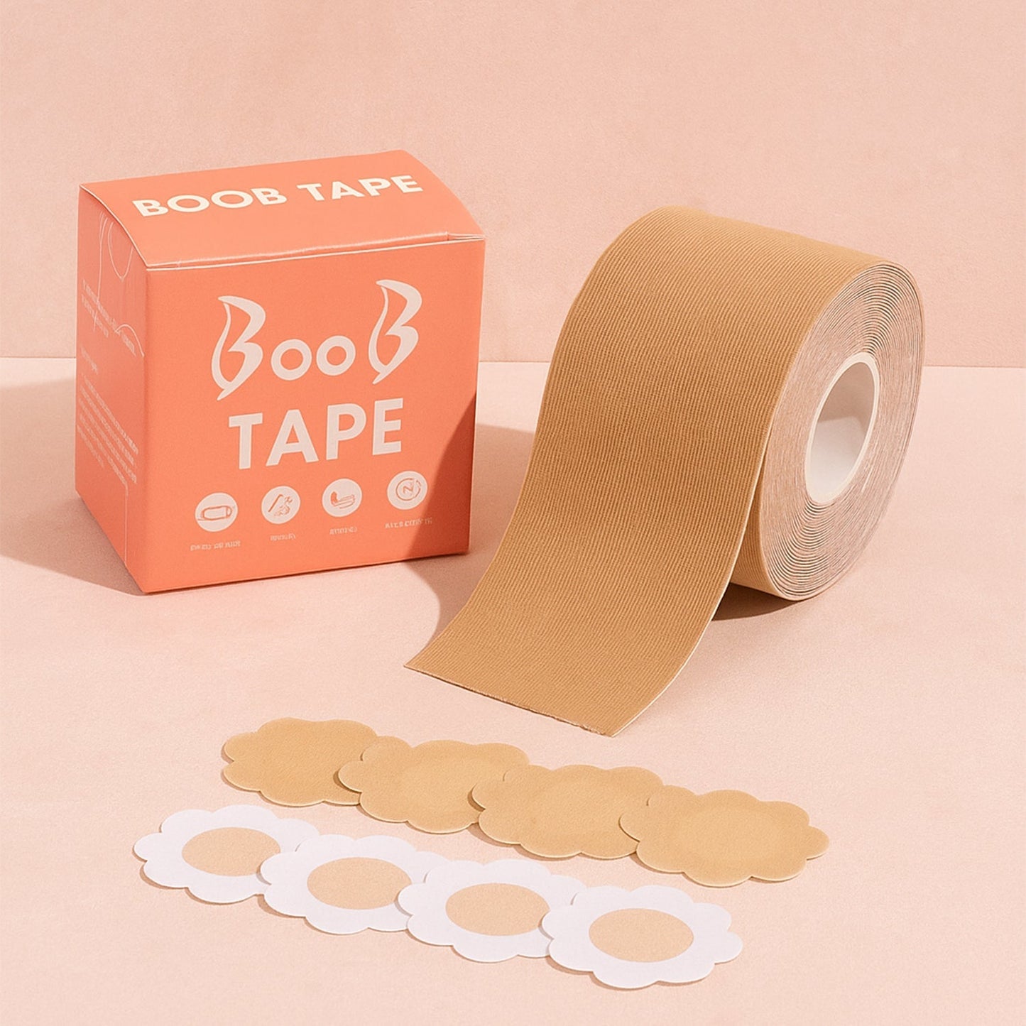 Boob Tape with Nipple Covers: Cotton, Breathable, Lift & Support (5m, 10 Pairs) signaturekarts